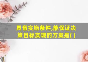 具备实施条件,能保证决策目标实现的方案是( )